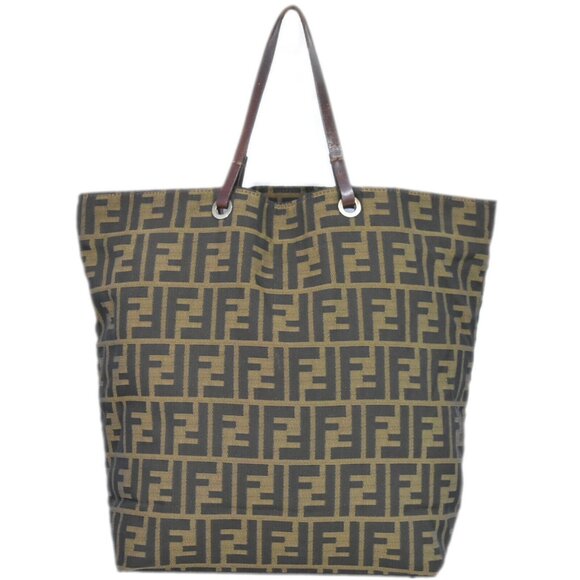 FENDI Zucca 26598 Canvas Tote Handbag Brown Silver - Picture 1 of 10